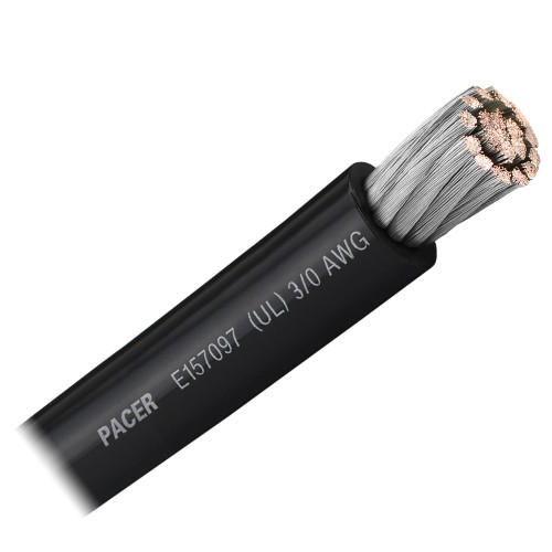 Pacer Black 3\/0 AWG Battery Cable - Sold By The Foot [WUL3\/0BK-FT]