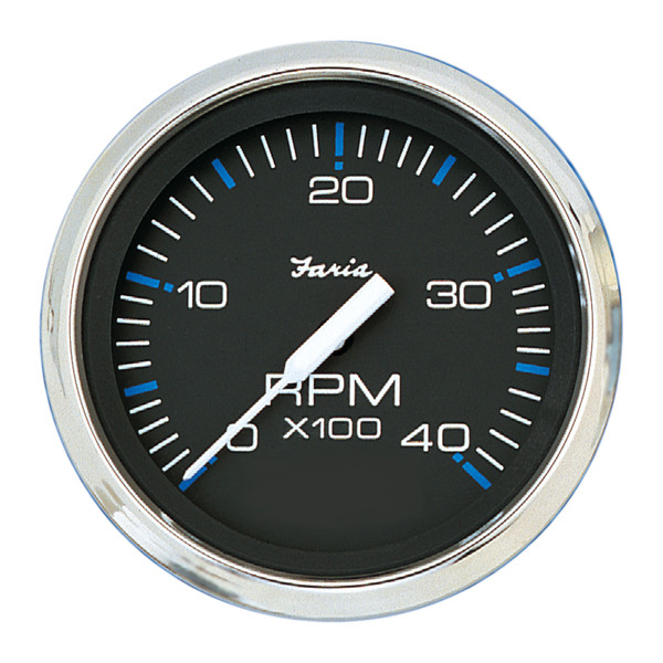 Faria Chesapeake Black SS 4" Tachometer - 4,000 RPM (Diesel - Mechanical Takeoff & Var Ratio Alt) [33742]