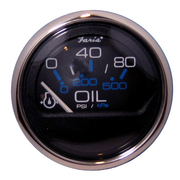 Faria Chesapeake Black SS 2" Oil Pressure Gauge - 80 PSI [13702]