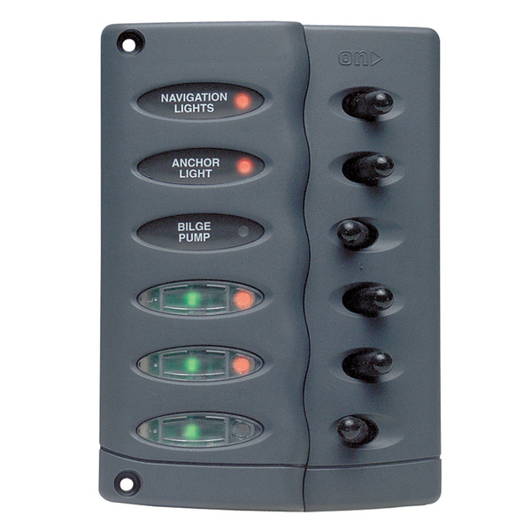 Marinco Contour Switch Panel - Waterproof 6 Way w\/PTC Fusing [CSP6-PTC]