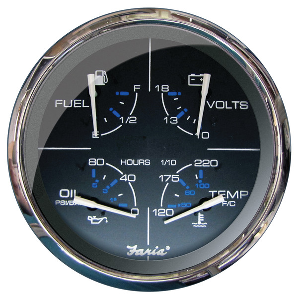 Faria 5" Multifunction Gauge Chesapeake Black w\/Stainless Steel - Fuel, Oil (PSI), Water Temp  Voltmeter [33762]