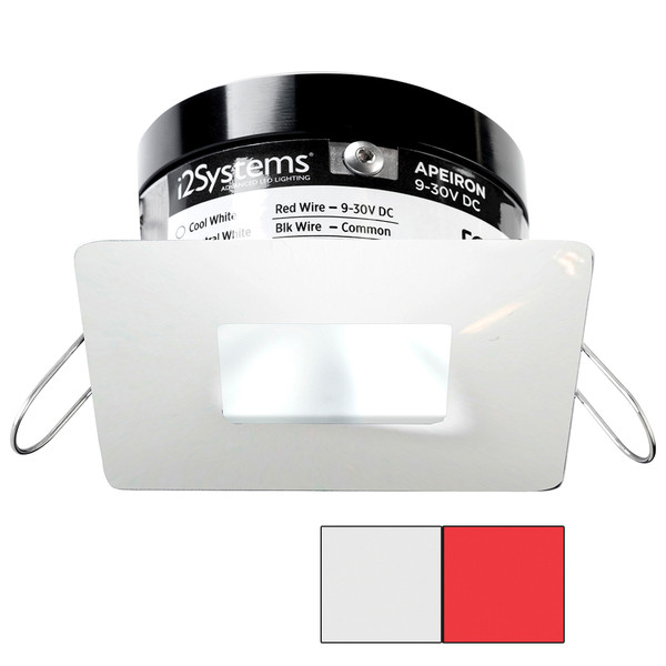 i2Systems Apeiron PRO A503 - 3W Spring Mount Light - Square\/Square - Cool White  Red - White Finish [A503-34AAG-H]