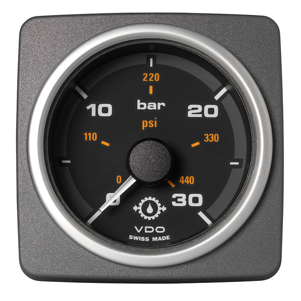 VDO Marine 2-1\/16" (52mm) AcquaLink Transmission Oil Pressure 30 Bar\/450 PSI - 12\/24V - Black Dial  Bezel [A2C59501937]