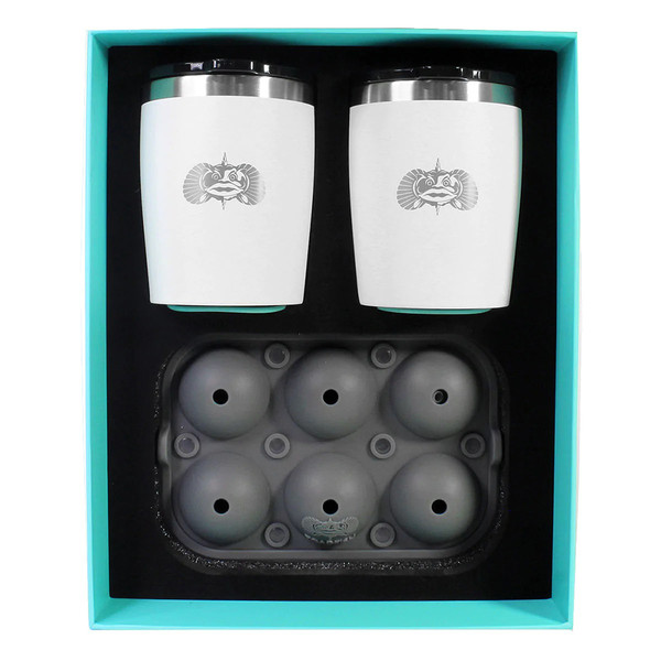 Toadfish Non-Tipping 10oz White Rocks Tumblers w\/Ice Ball Tray - 2 Tumblers [1119]