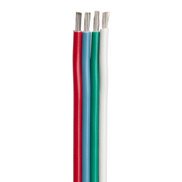 Ancor Flat Ribbon Bonded RGB Cable 16\/4 AWG - Red, Light Blue, Green  White - 1000 [160199]