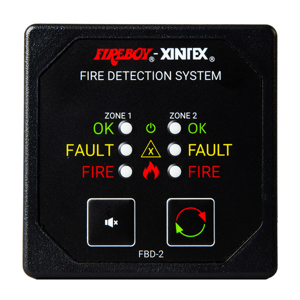 Fireboy-Xintex Two Zone Detection  Alarm Panel - 2-5\/8" Display - 12\/24V DC [FBD-2-R]