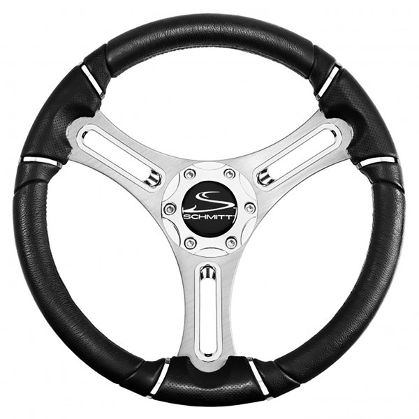 Schmitt Marine Torcello 14" Wheel - 04 Series - Polyurethane Wheel w\/Chrome Trim  Cap - Brushed Spokes - 3\/4" Tapered Shaft [PU043144-12R]