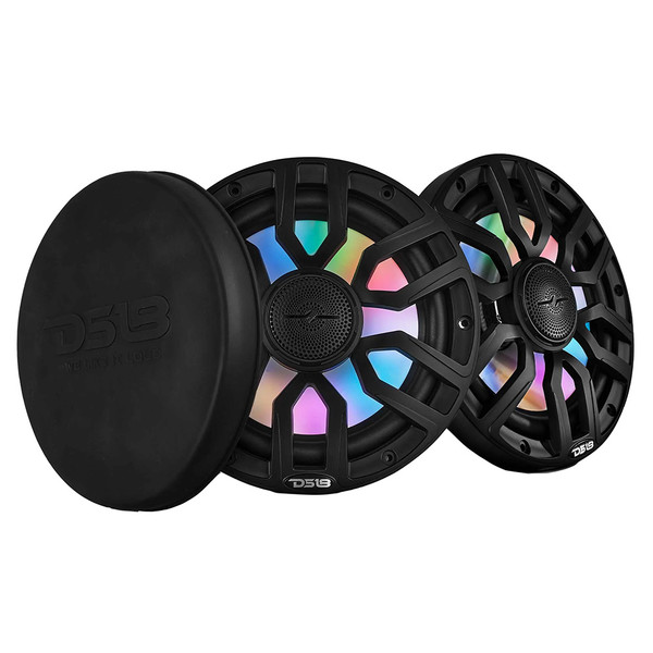 DS18 8" 2-Way Coaxial Marine Speakers w\/Digital LED Lights  Bullet Tweeter - Black - 175W, 4-Ohm [NXL-IQ8\/BK]