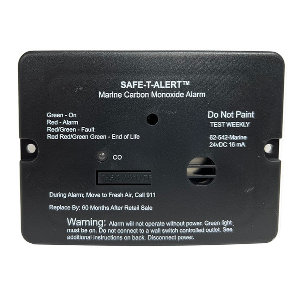 Safe-T-Alert 62 Series Carbon Monoxide Alarm - 24V Flush Mount - Black w\/Relay [62-542-R-BL-24V]
