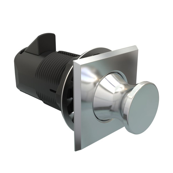 Southco Point Push-to-Close Latch, Square Housing, Chrome Housing, Chrome Knob [MP-05-212-11]
