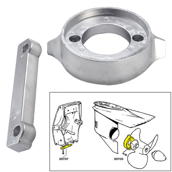 Tecnoseal Anode Kit w\/Hardware - Volvo 280 - Aluminum [20701AL]