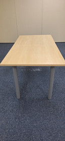 Office Meeting Room Table Beech with Tubular Grey Legs x 4 VGC