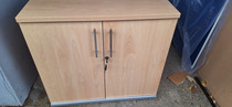 Desk High Office Storage Cupboard Beech Fully Locking VGC NEW