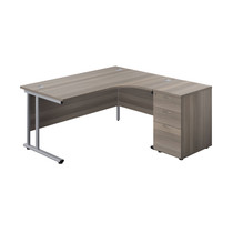 Sorrento Crescent Workstation Desk with Desk High Pedestal
