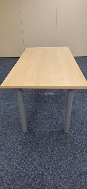 Office Meeting Room Table Beech with Tubular Grey Legs x 4 VGC
