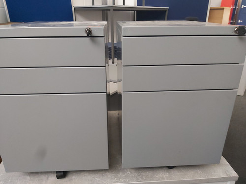 Grey Mobile 2 Drawer Metal Pedestal Office Desk Storage x 12
