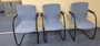 Sky Light Blue Office Fabric Meeting Conference Visitor Chairs with arms black frame VGC