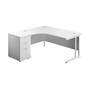 Sorrento Crescent Workstation Desk with Desk High Pedestal