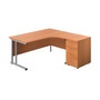 Sorrento Crescent Workstation Desk with Desk High Pedestal