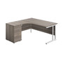 Sorrento Crescent Workstation Desk with Desk High Pedestal