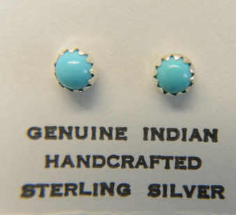 Turquoise  Stud Earrings Sterling Silver