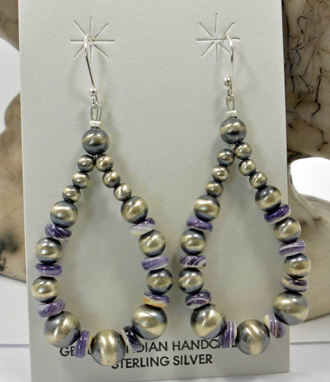 Navajo Pearl Wampum Sterling Silver Earrings