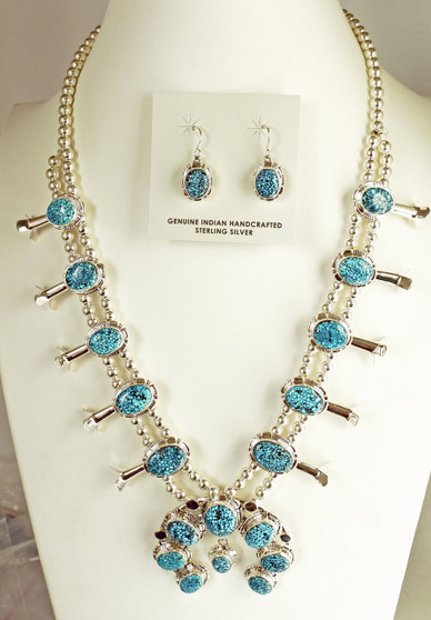 spiderweb squash blossom Necklace earrings set