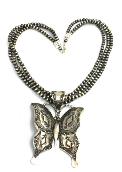 Vincent Platero Butterfly Pendant Navajo Pearl Sterling Silver