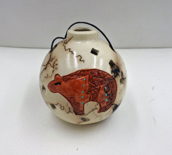 Bear Ornament Horse Hair Pottery