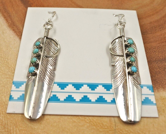 Navajo Turquoise Feather Earrings Earring