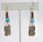 Sleeping Beauty Turquoise /Coral Feather Earring Earrings Sterling Silver