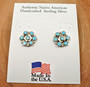 Zuni Indian Jewelry Sterling Silver Turquoise Flower Earrings Mary Leekity