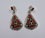 Navajo Red Coral Sterling Silver Earrings Melvin Chee