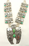 Alex Sanchez Squash Blossom Necklace Earrings Set Sterling Silver Sonoran Gold Turquoise