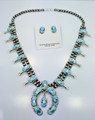 Turquoise Squash Blossom Necklace Earrings Set