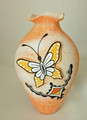 Native American Pottery Hand Painted Butterfly Pottery by Tony Lorenzo, Zuni Pueblo