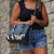 Whipstitch Cow Print Satchel Bag with Tassel