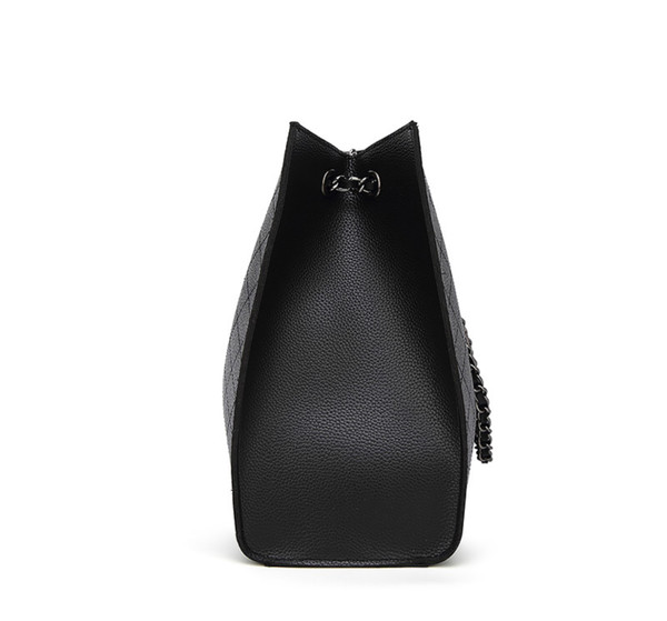 2-Piece Large Leather Quilted Pattern Tote