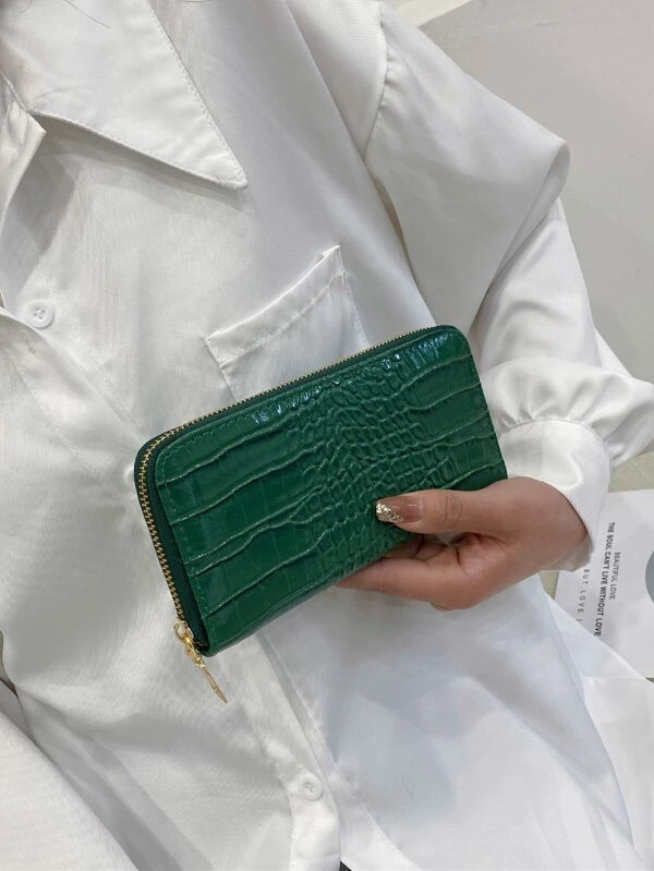 Croc Embossed Long Purse