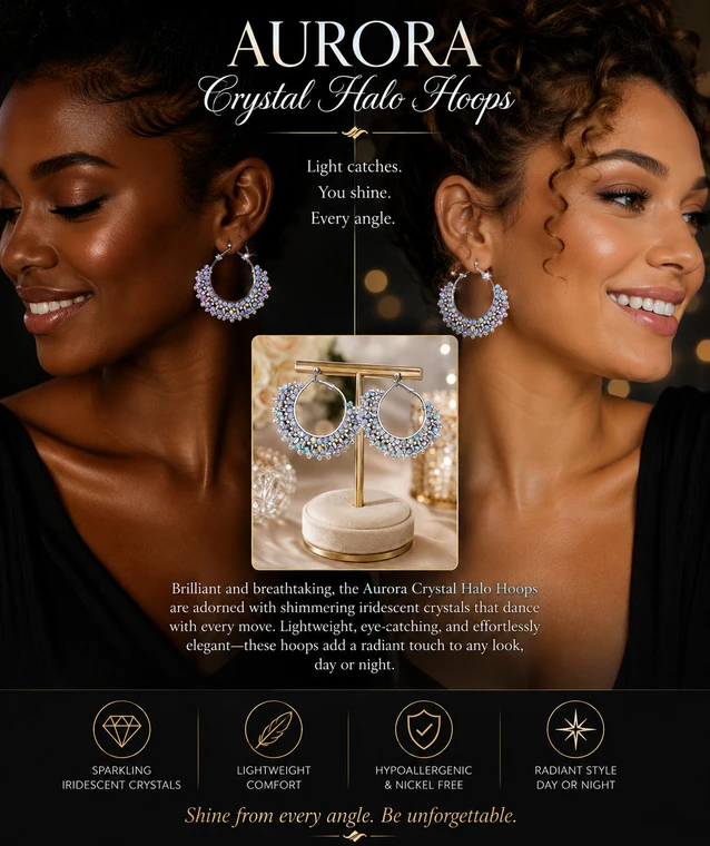 Aurora Crystal Halo Hoops