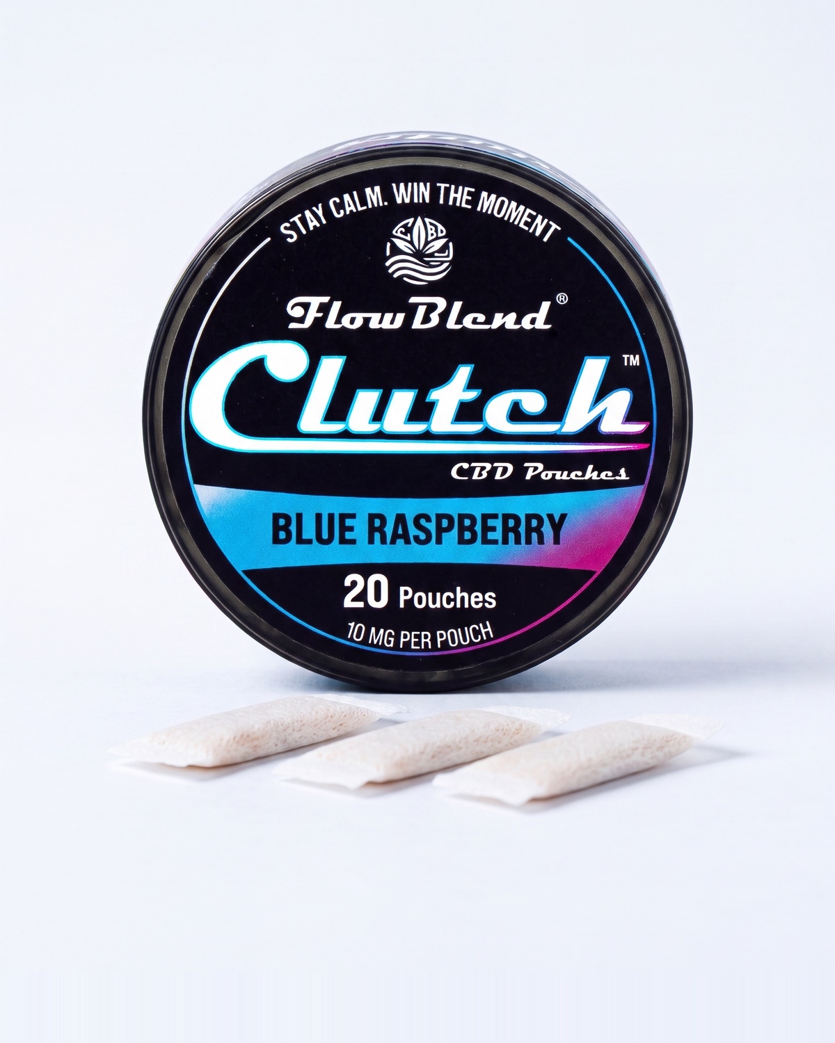 CLUTCH Blue Raspberry CBD pouches can with loose pouches, 20 count, 10mg CBD