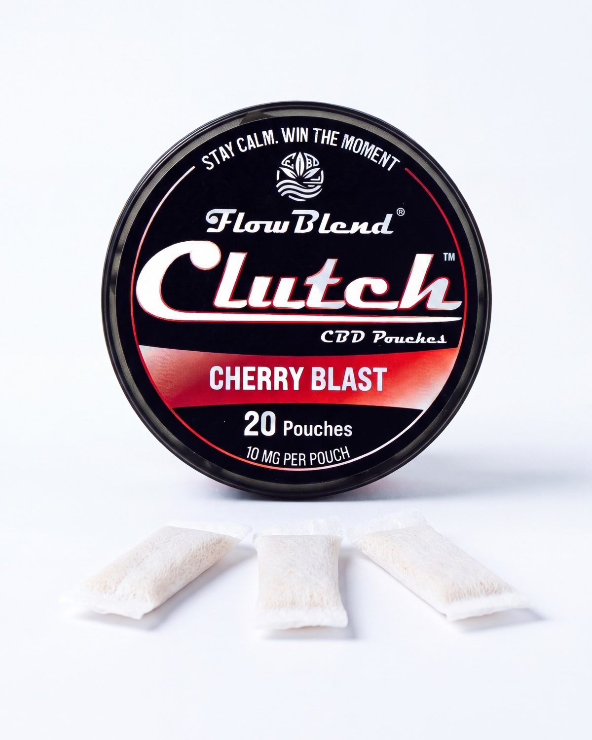 CLUTCH Cherry Blast CBD pouches can with loose pouches, 20 count, 10mg CBD
