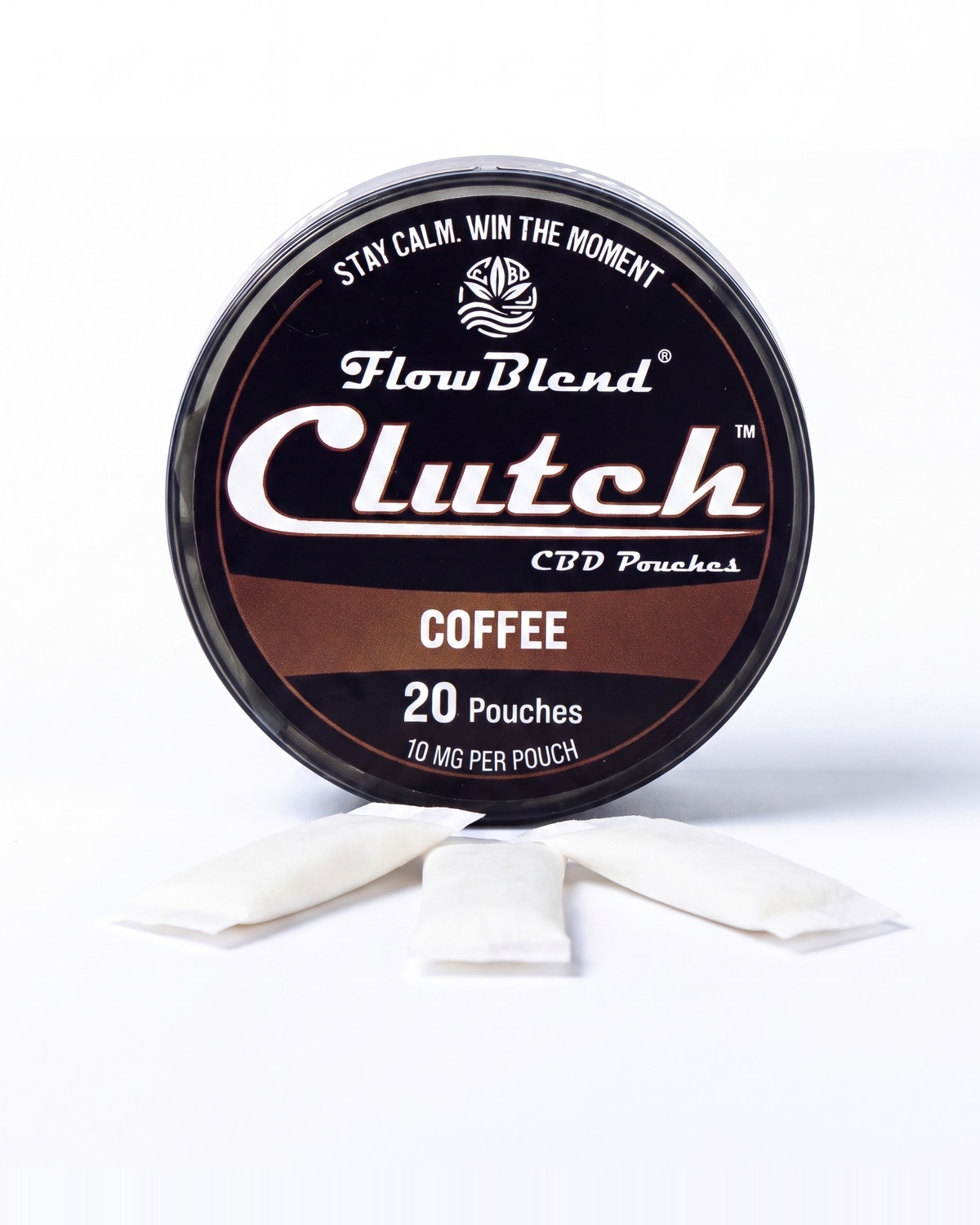 CLUTCH Coffee CBD pouches can with loose pouches, 20 count, 10mg CBD
