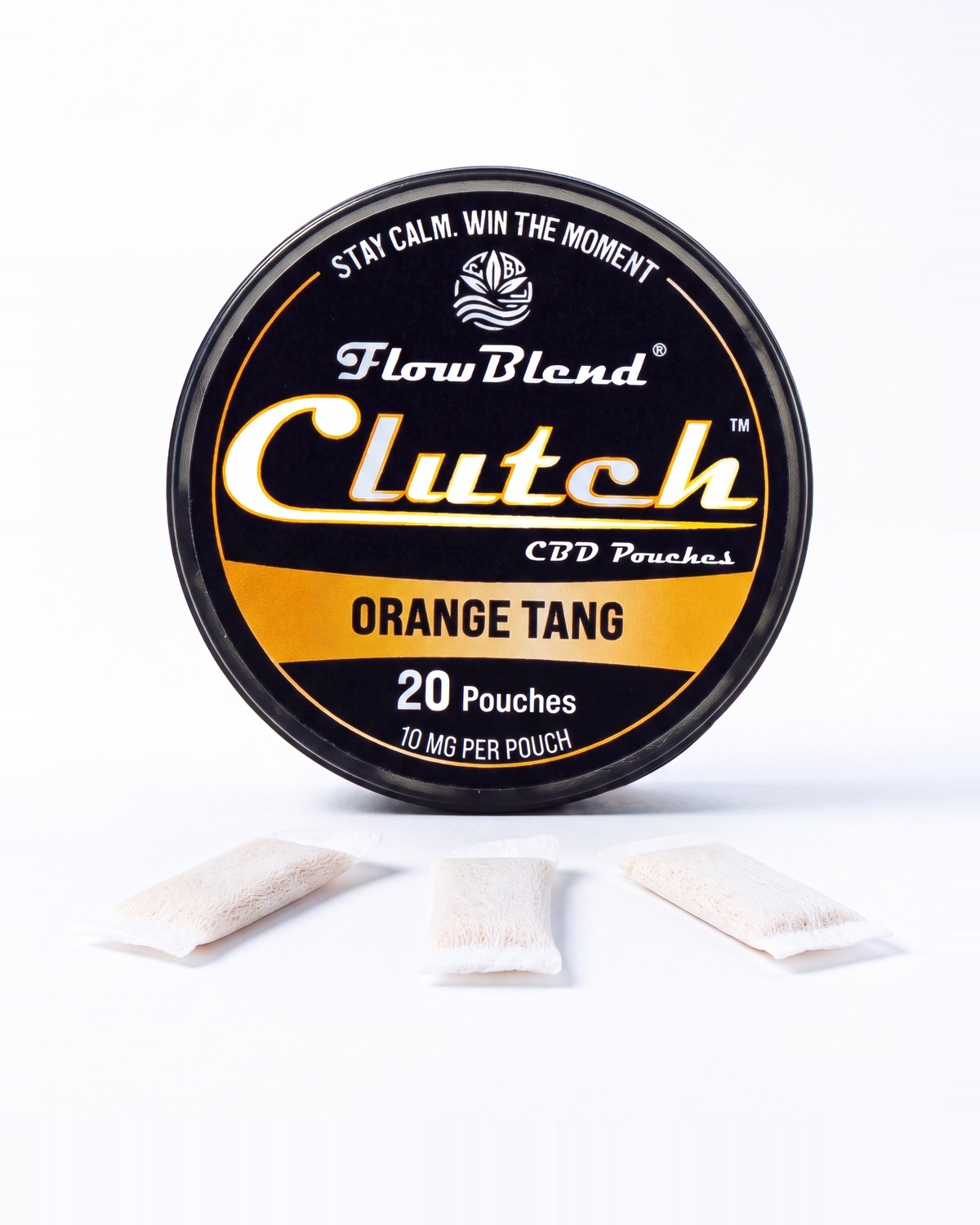 CLUTCH Orange Tang CBD pouches can with loose pouches, 20 count, 10mg CBD