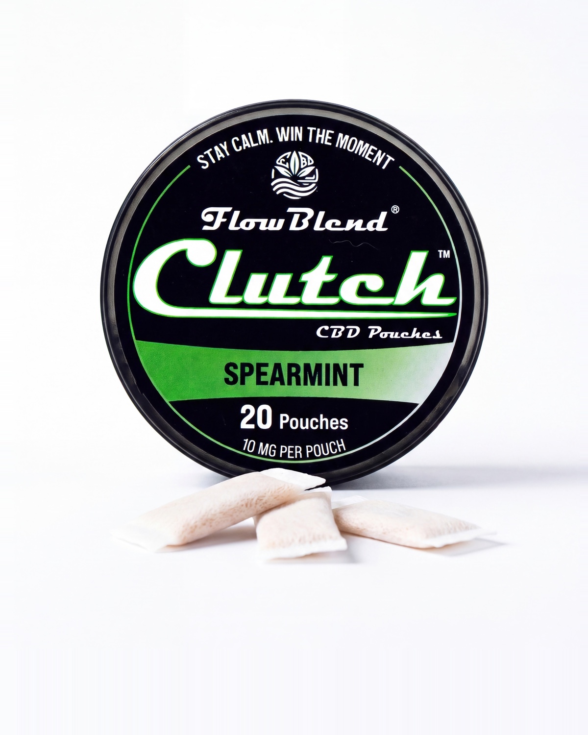 CLUTCH Spearmint CBD pouches can with loose pouches, 20 count, 10mg CBD