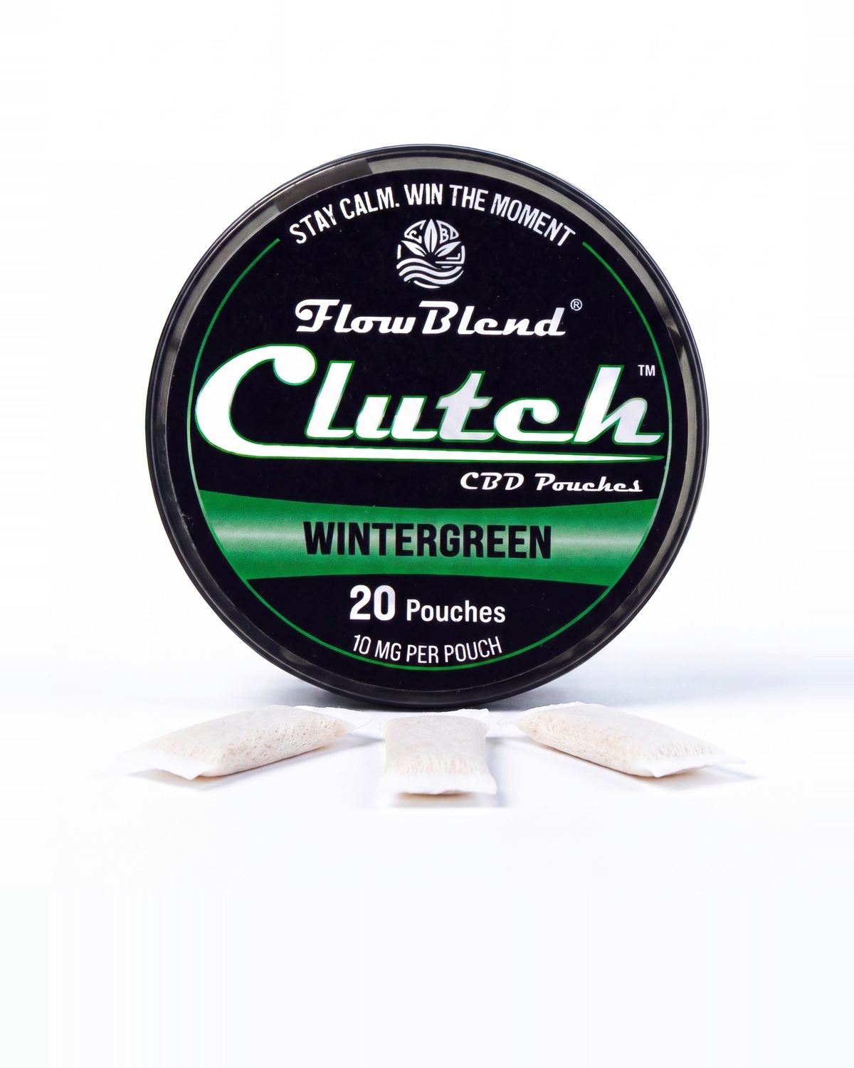 CLUTCH Wintergreen CBD pouches can with loose pouches, 20 count, 10mg CBD