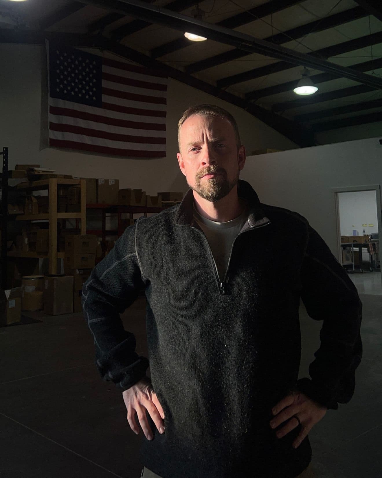 Nate, founder of FlowBlend, in the Montana workshop