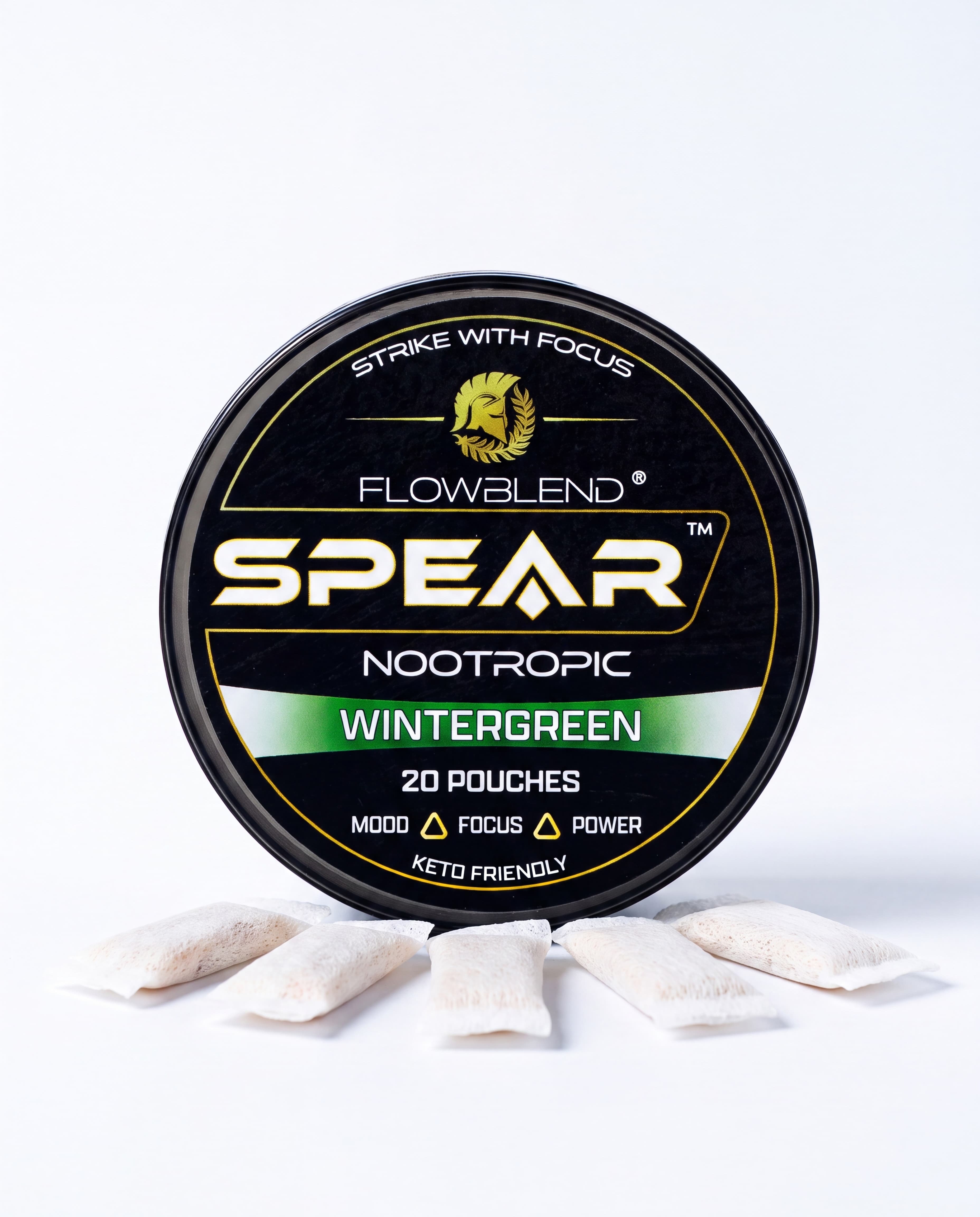 SPEAR Wintergreen Nootropic Pouches — Dip-Style Flavor, Zero