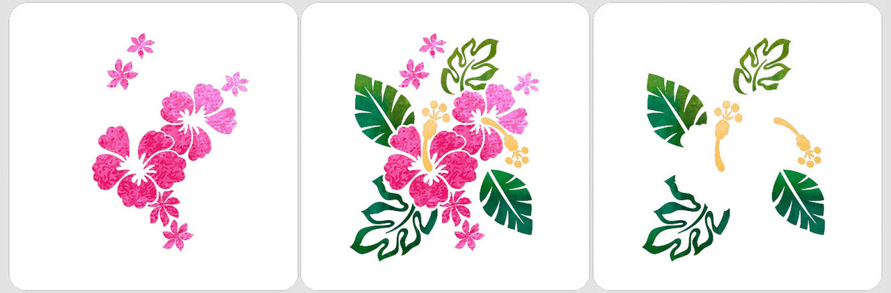 Layered Tropical Blooms Stencil - A Colorful Life Designs