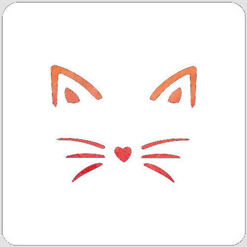 Kitty Heart Face Stencil